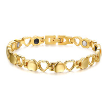 Wholesale Stainless Steel Hollow Heart-Shaped Gold Strong Magnetic Titanium Steel Bracelet